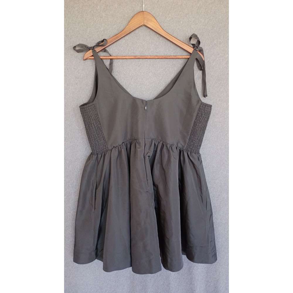 Old Navy The Occasion Black Taffeta Tie Shoulder Mini Dress 2X Coquette Pockets - Picture 3 of 11